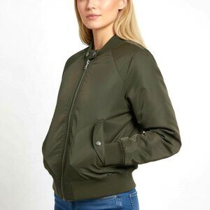 Free People Women's Army Green Zip Up Long Sleeve Bomber Jacket Size XS